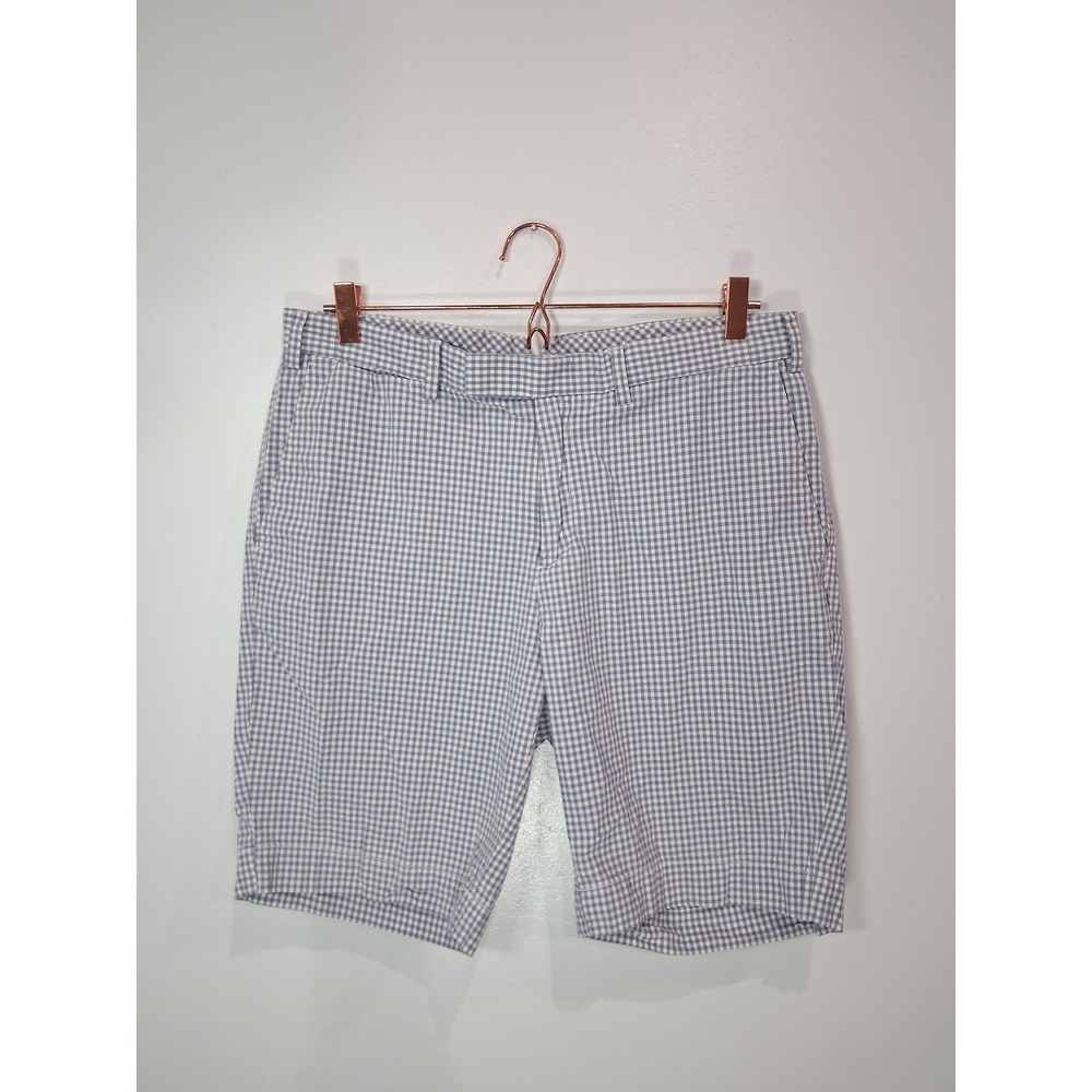Polo Ralph Lauren Mens Vintage Gingham Chino Shorts Blue White Cotton Size 34